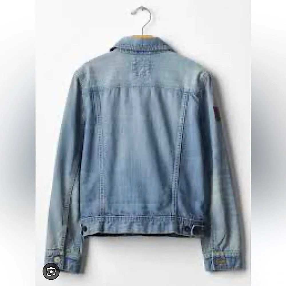 Gap Kids x Ellen Degeneres Denim Jacket w/Patches Size Large Medium Wash